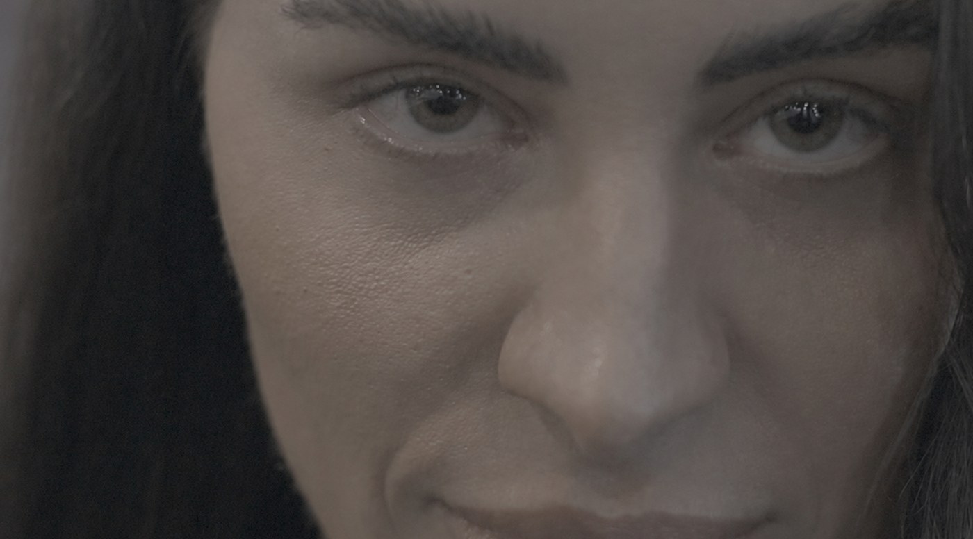 The same frame from the F45 spot in S-Log3 straight off the camera, flat and desaturated.